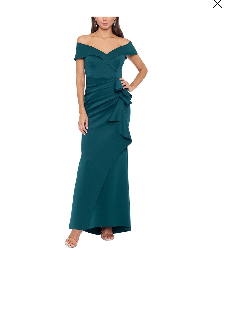 Xscape Women's Scuba Off-The-Shoulder Gown